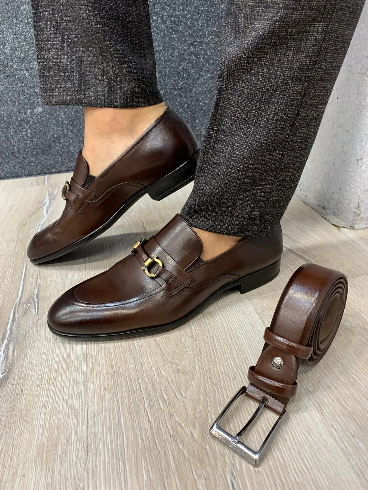 Buckled Suede Shoes Brown