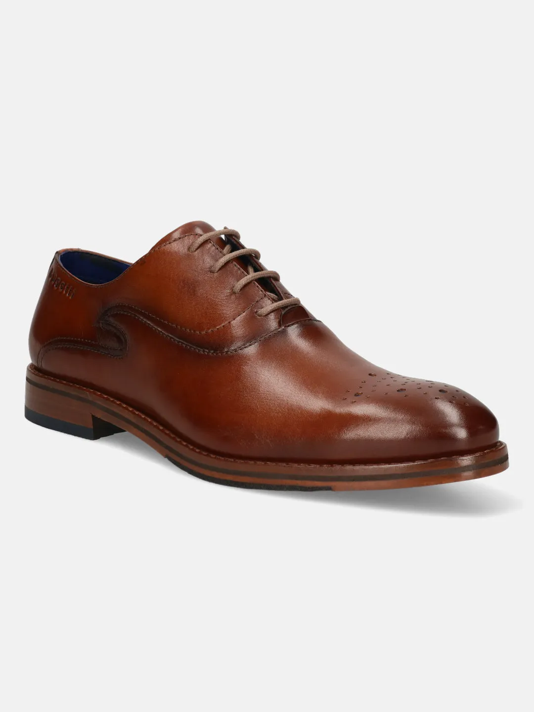 bugatti Cognac Premium Leather Oxford shoes