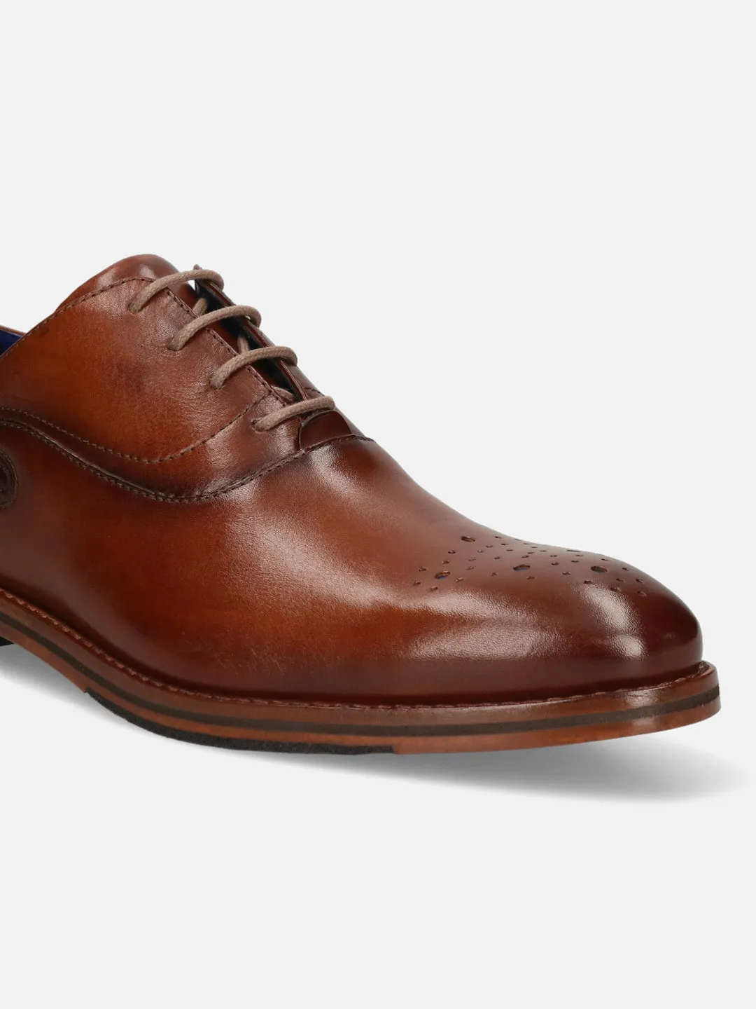 bugatti Cognac Premium Leather Oxford shoes