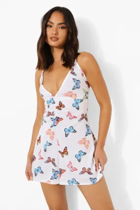 Butterfly Rouched Front Flippy Romper