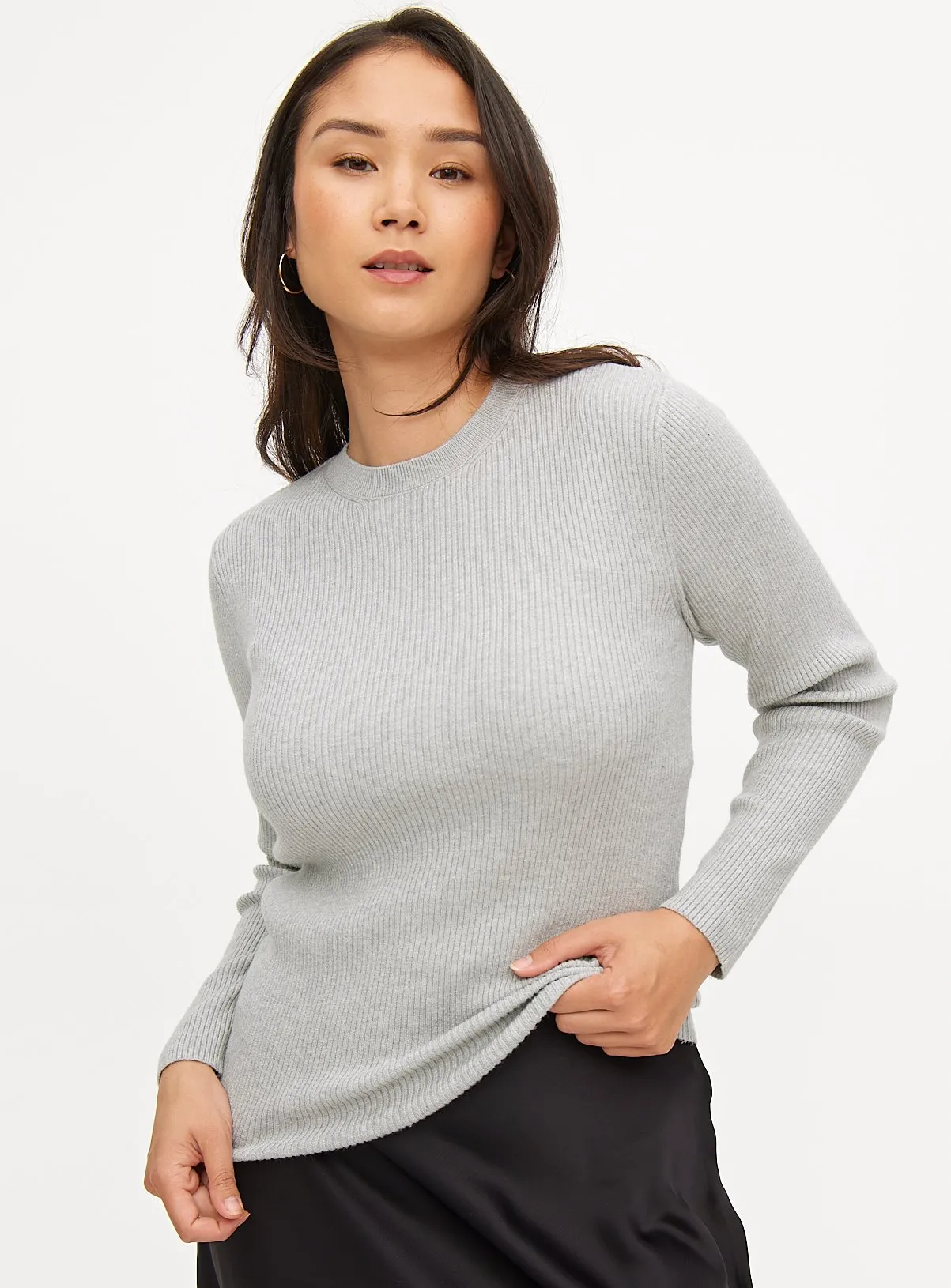 Buy Grey Soft Touch Ribbed Crew Neck Jumper 12 | Workwear | Tu