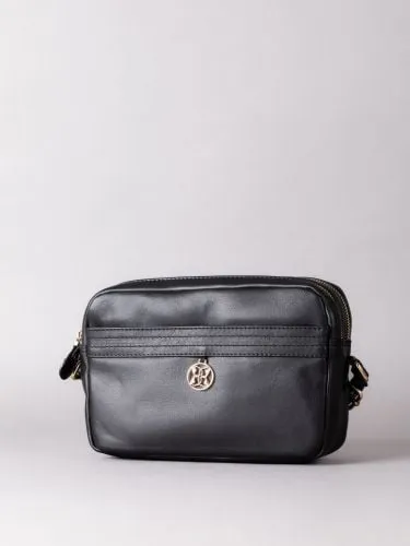 Cartmel Boxy Leather Cross Body Bag in Black