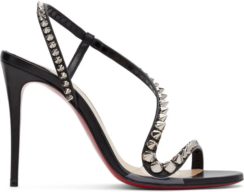 Christian Louboutin Black Rosalie Spikes 100 Heeled Sandals