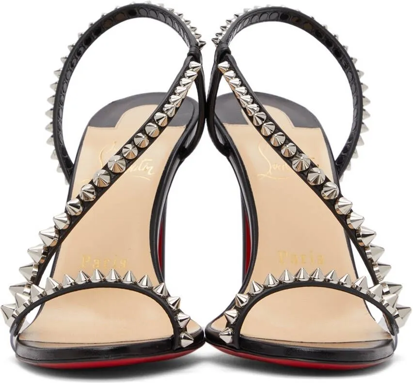 Christian Louboutin Black Rosalie Spikes 100 Heeled Sandals