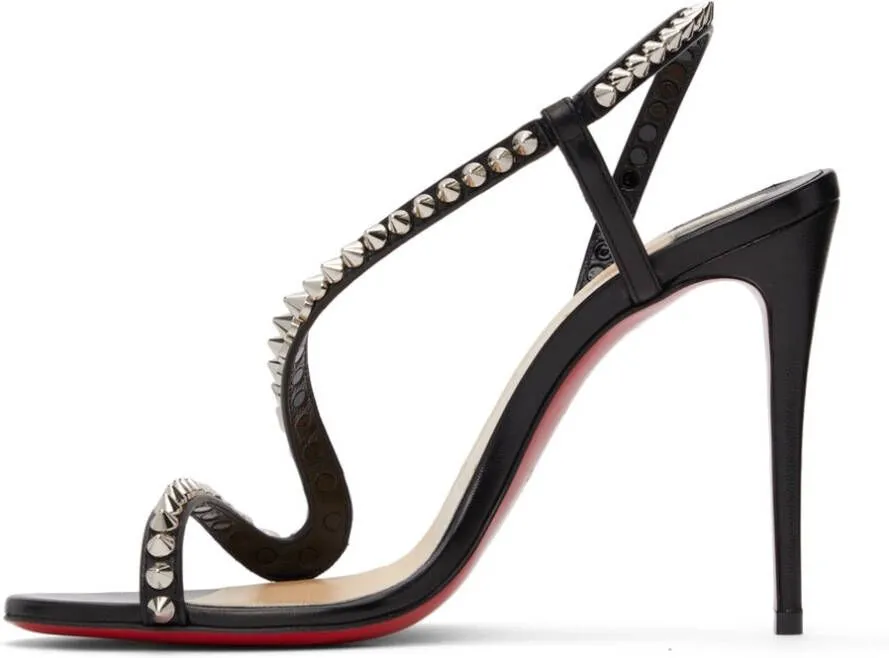 Christian Louboutin Black Rosalie Spikes 100 Heeled Sandals