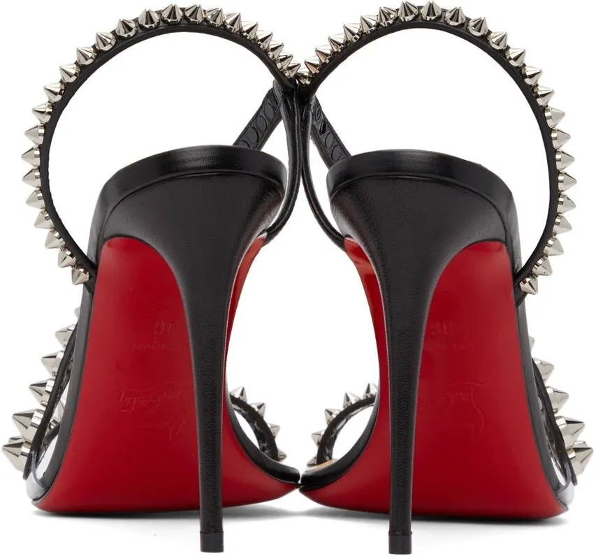 Christian Louboutin Black Rosalie Spikes 100 Heeled Sandals