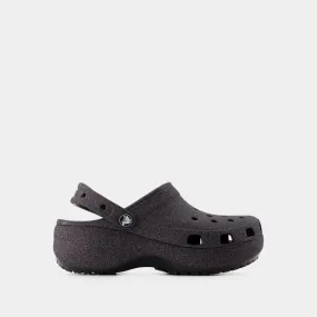 Crocs  Classic Platform Glitter Sandals - Crocs - Synthetic - Black