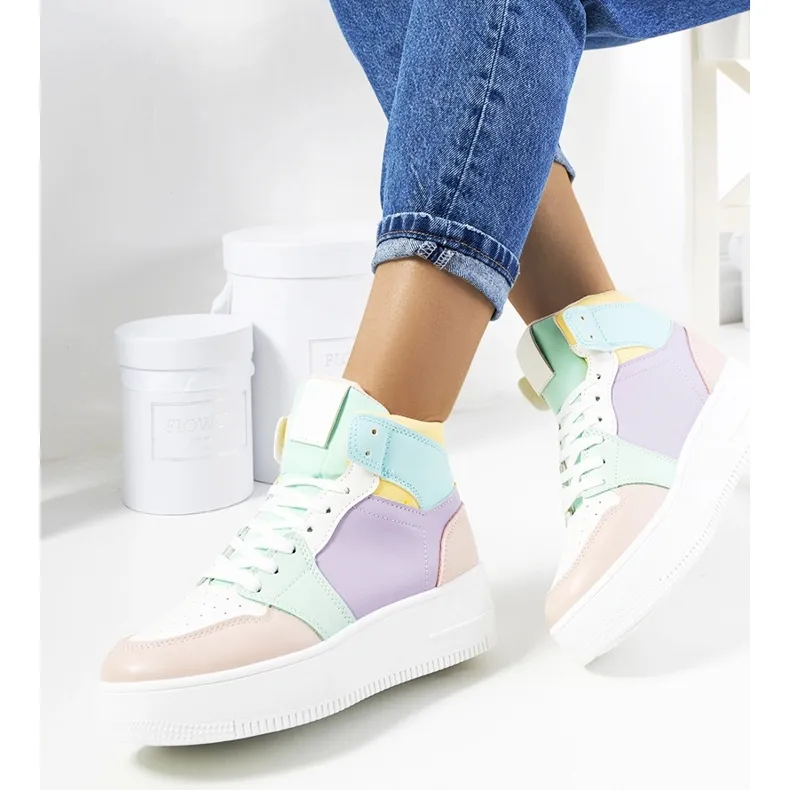 Dellucci purple ankle sneakers violet pink multicolored yellow