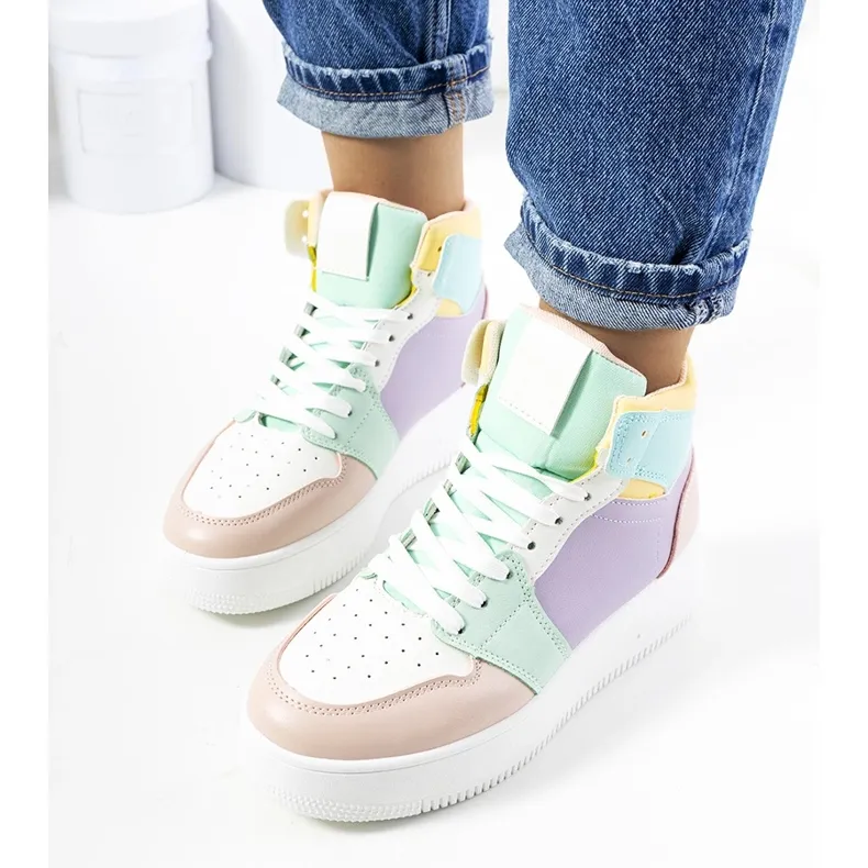 Dellucci purple ankle sneakers violet pink multicolored yellow