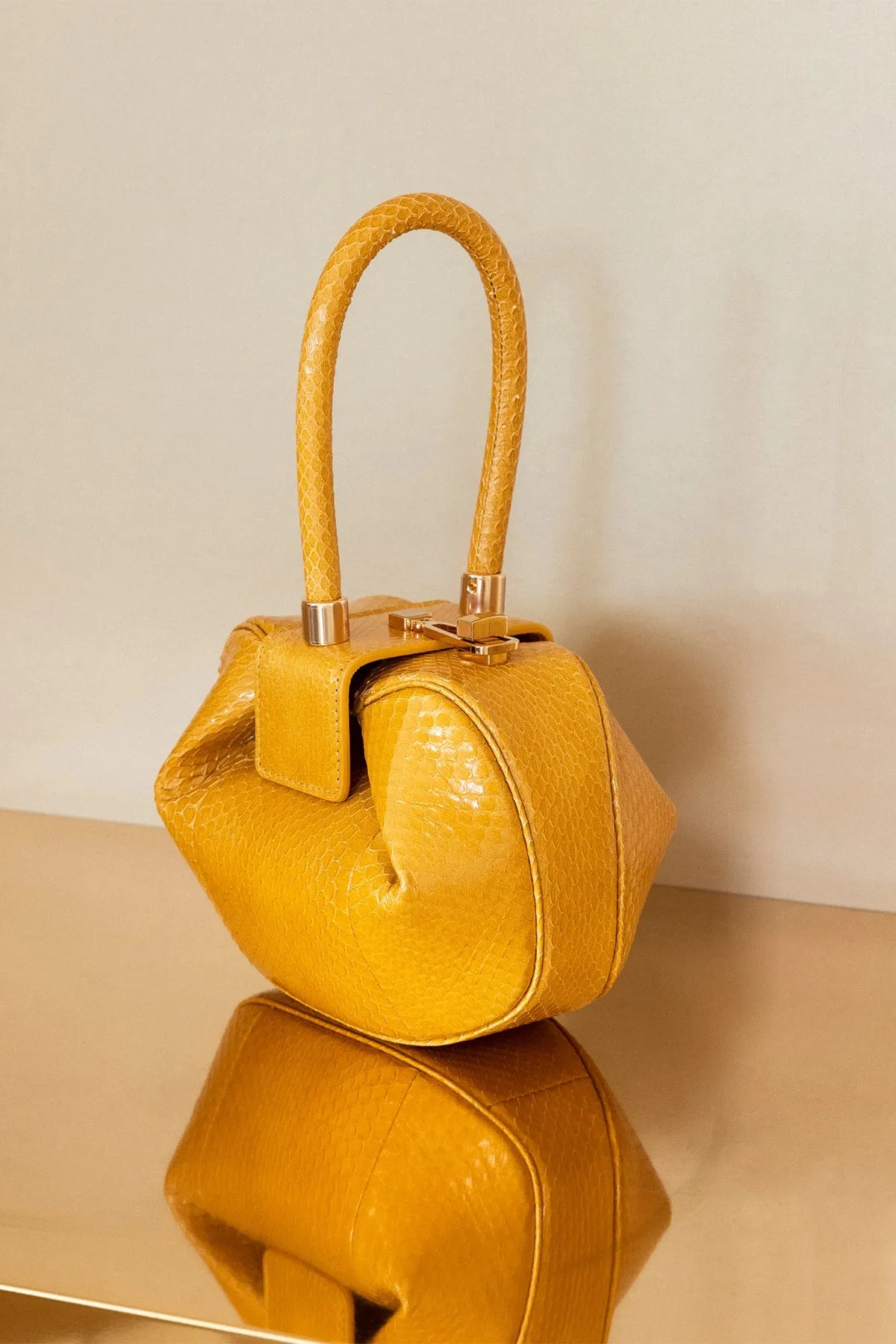 Demi Bag in Saffron Snakeskin