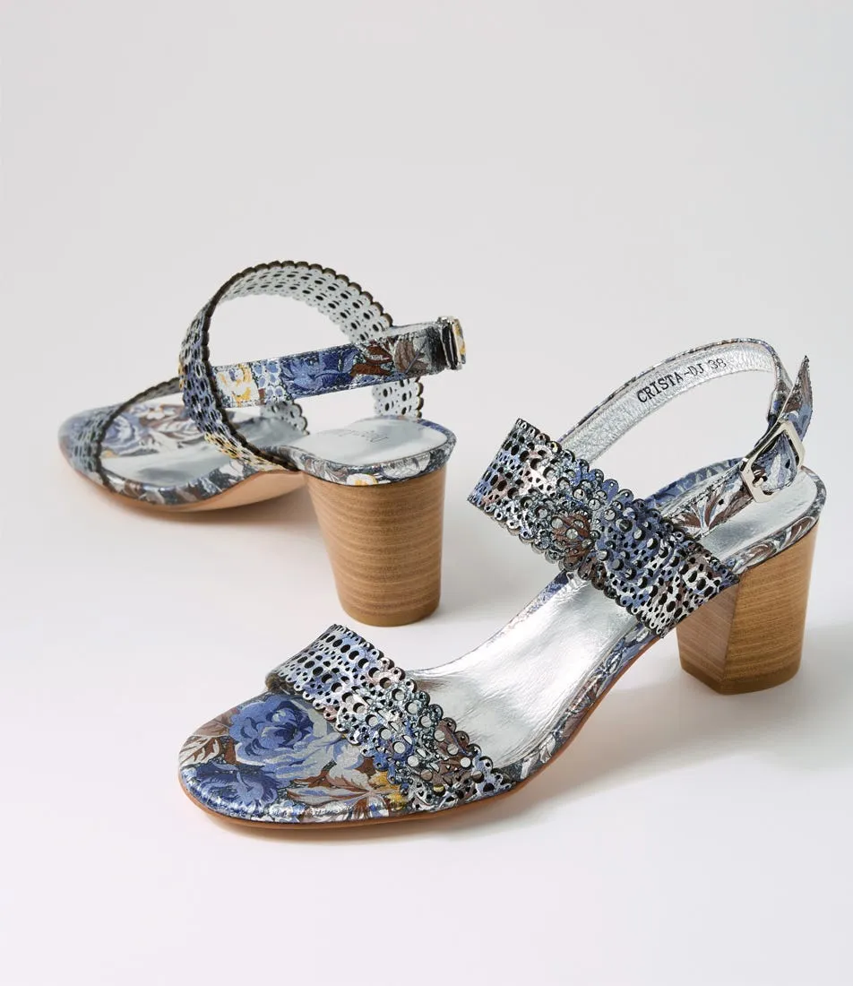 DJANGO & JULIETTE Crista Blue Tan Multi Leather Sandals