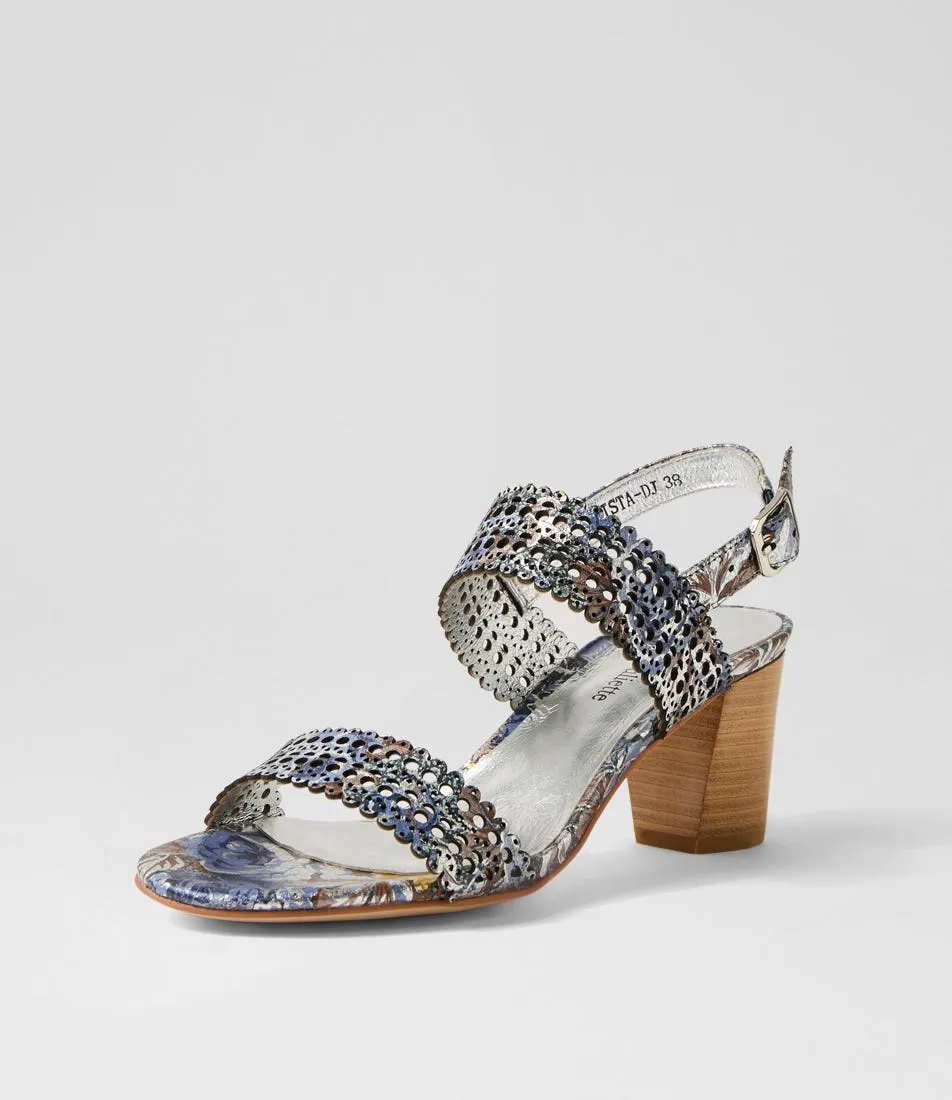 DJANGO & JULIETTE Crista Blue Tan Multi Leather Sandals