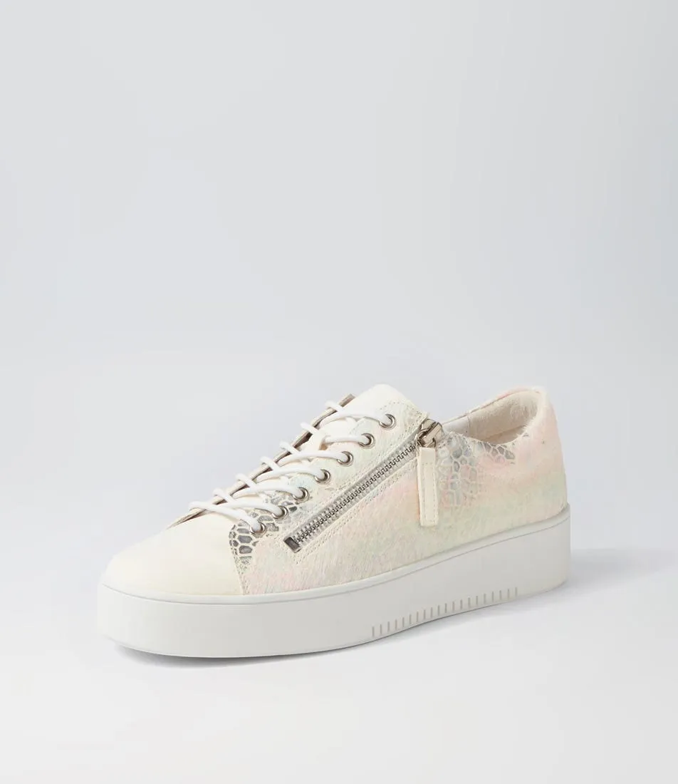 DJANGO & JULIETTE Laila White Pastel Multi Suede Pony Sneakers