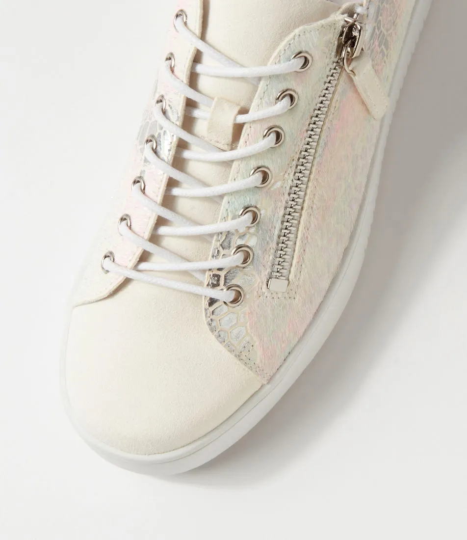 DJANGO & JULIETTE Laila White Pastel Multi Suede Pony Sneakers