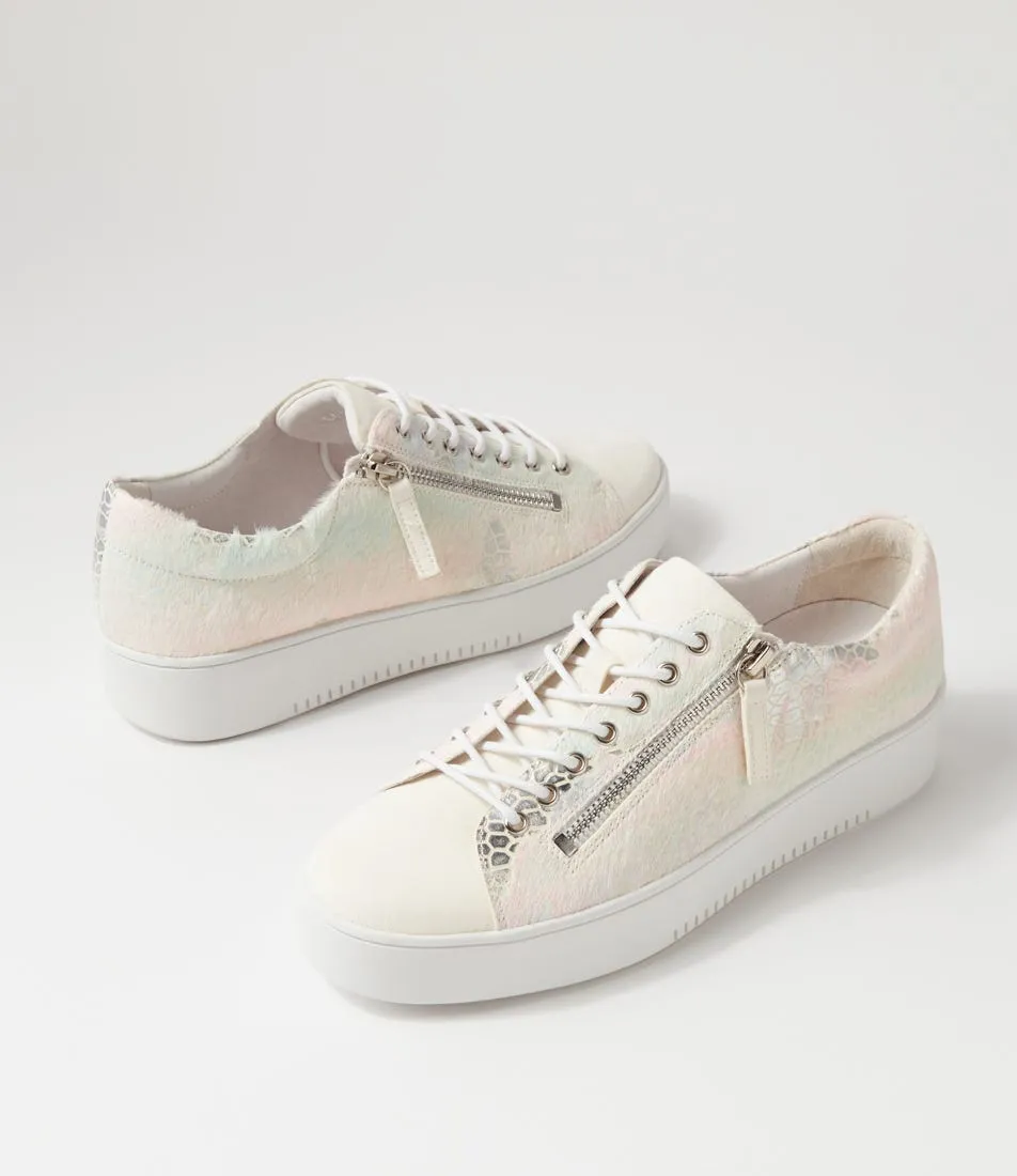 DJANGO & JULIETTE Laila White Pastel Multi Suede Pony Sneakers