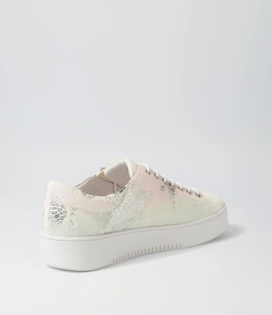 DJANGO & JULIETTE Laila White Pastel Multi Suede Pony Sneakers