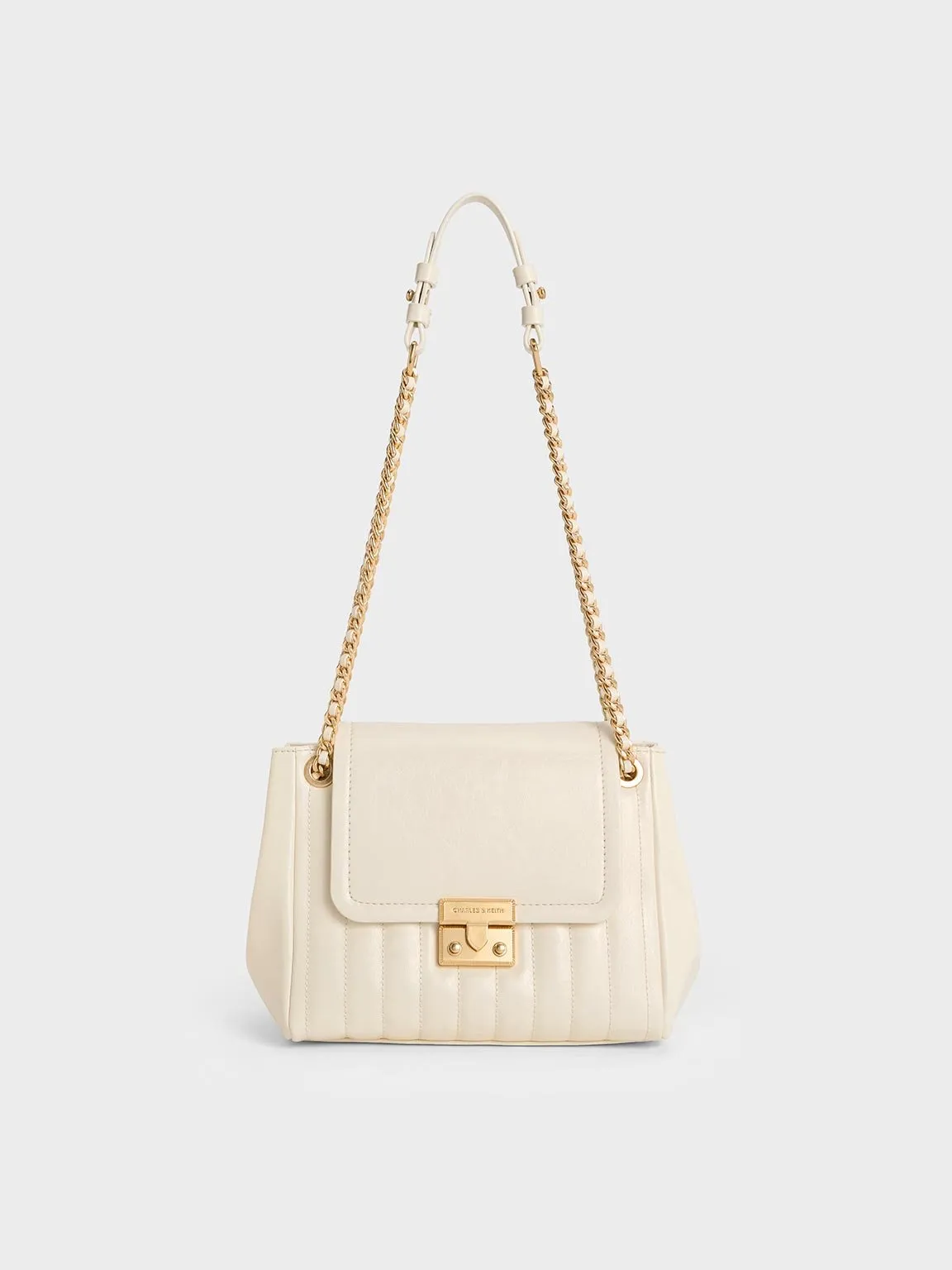 Donna Crinkle-Effect Shoulder Bag - Cream