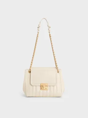 Donna Crinkle-Effect Shoulder Bag - Cream