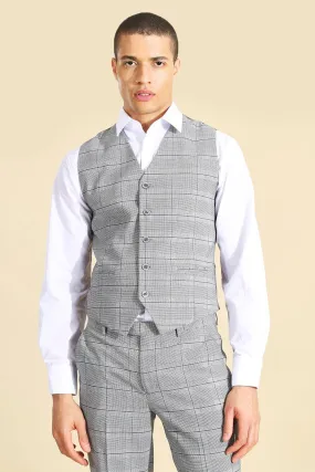 Double Breasted Curve Check Slim Vest