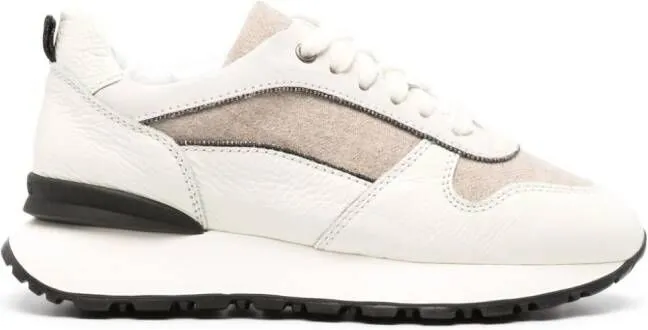 Doucal's bead-embellished panelled sneakers White