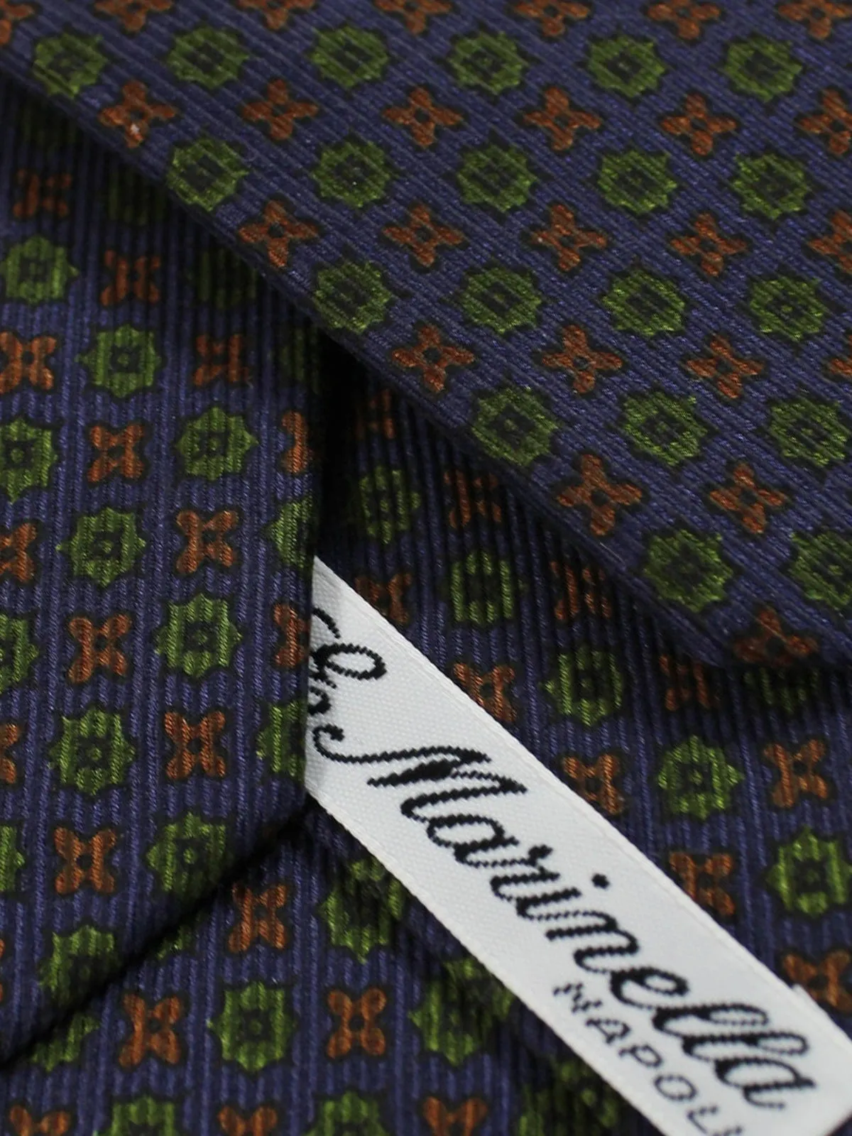 E. Marinella Silk Tie Lapis Blue Green Brown Geometric - Narrow Necktie SALE