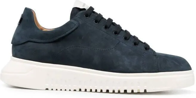 Emporio Armani logo-patch low-top suede sneakers Blue