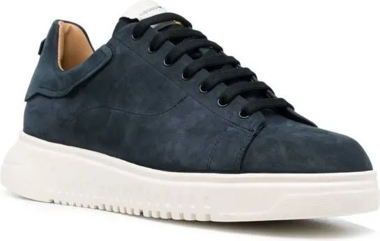 Emporio Armani logo-patch low-top suede sneakers Blue