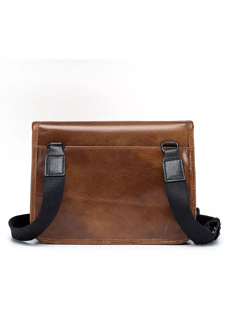 ENZODESIGN ENZODESIGN Vintage Buffalo Leather Mini Slim Shoulder Bag ( I-Pad Size) B13084-BRN