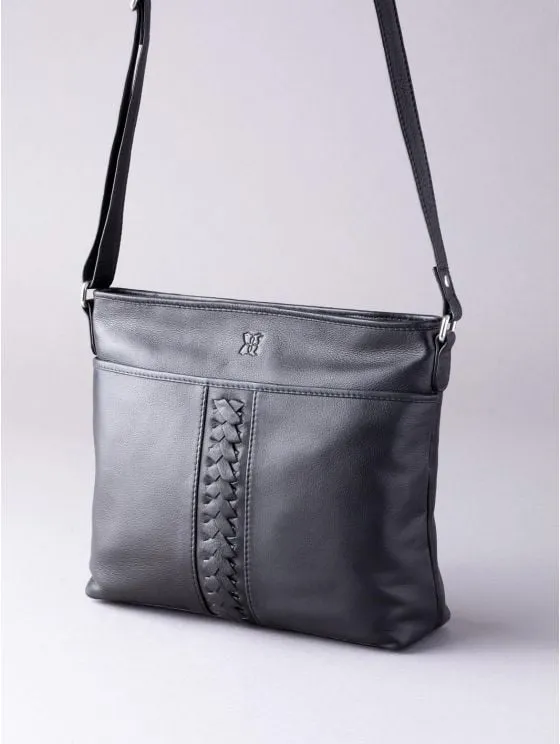 Farlam Leather Cross Body Bag in Black