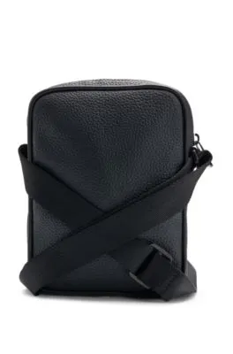 Faux-leather reporter bag with stacked logo