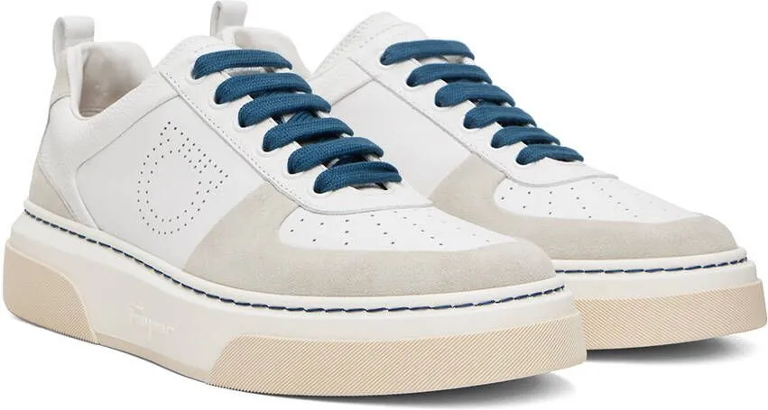 Ferragamo Off-White Perforated Sneakers