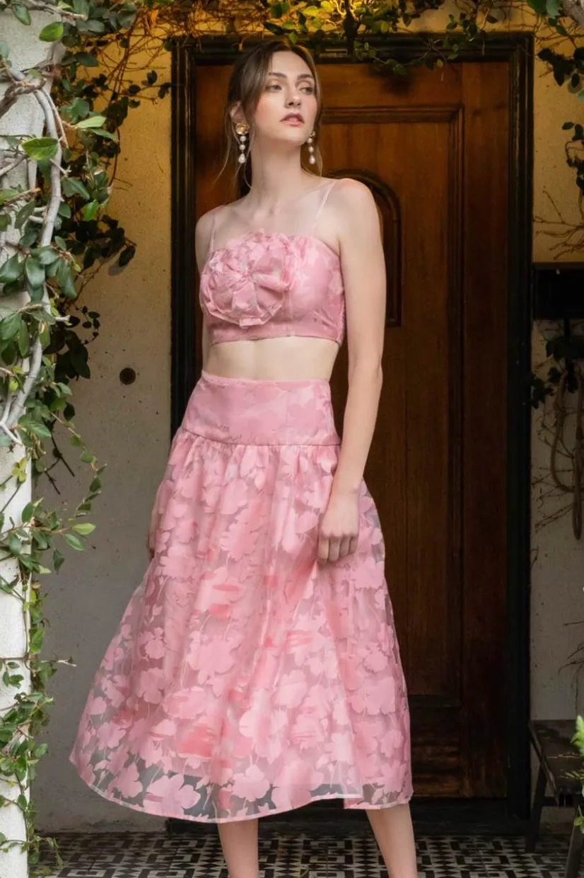 Floral Organza Midi Skirt