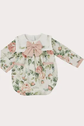 Floral Sailor Collar Girls Romper (3M - 3Y)