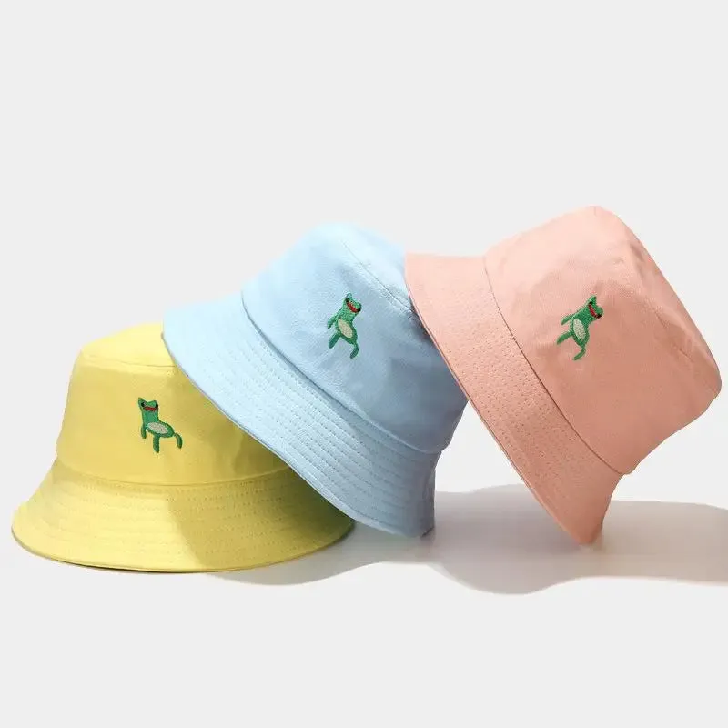 Frog Embroidery Bucket Hat