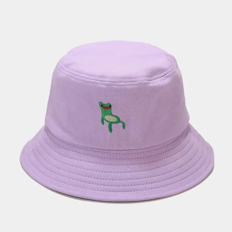 Frog Embroidery Bucket Hat