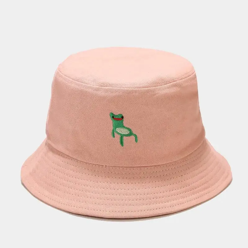 Frog Embroidery Bucket Hat