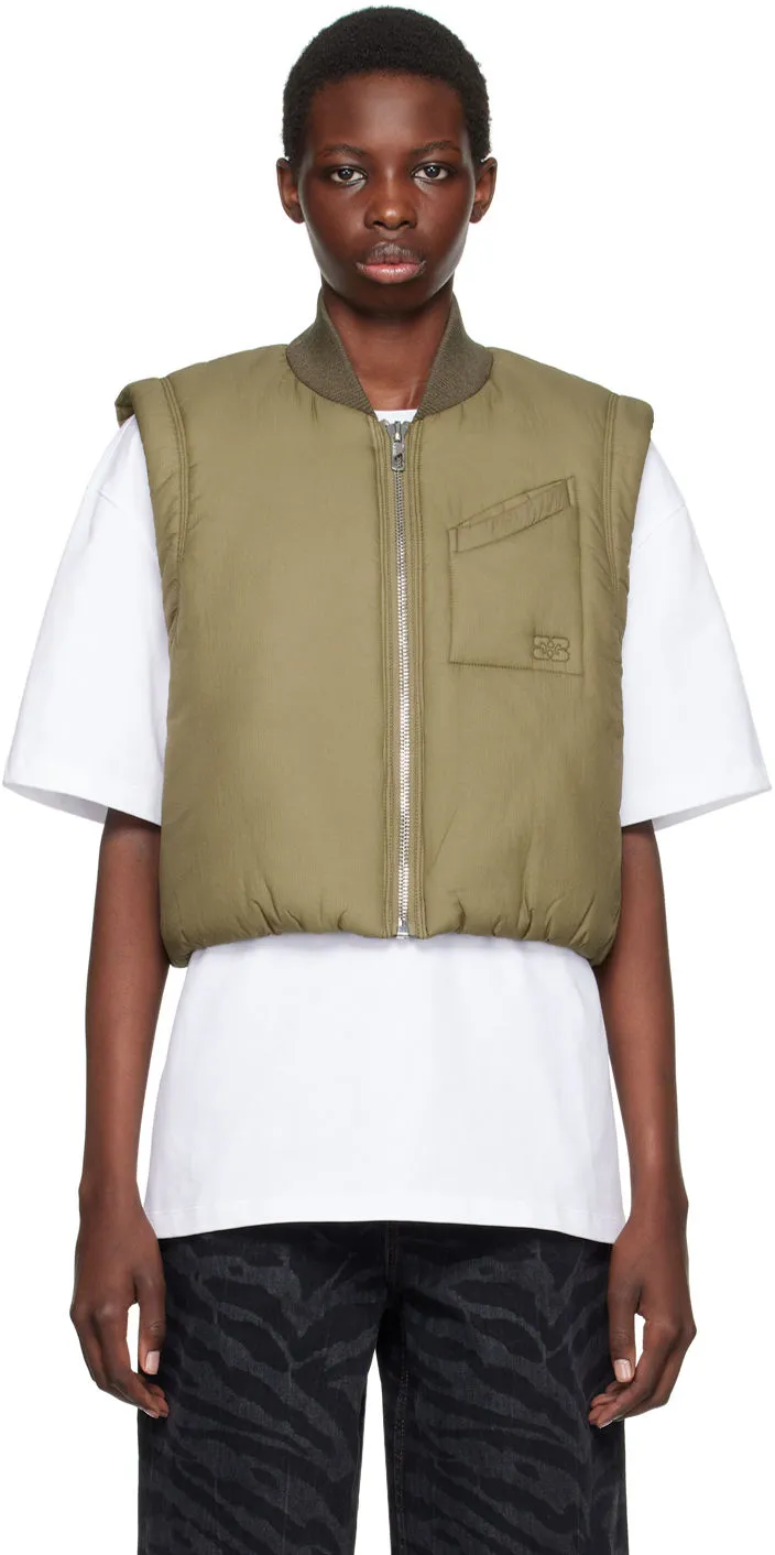 GANNI Green Zip-Up Vest