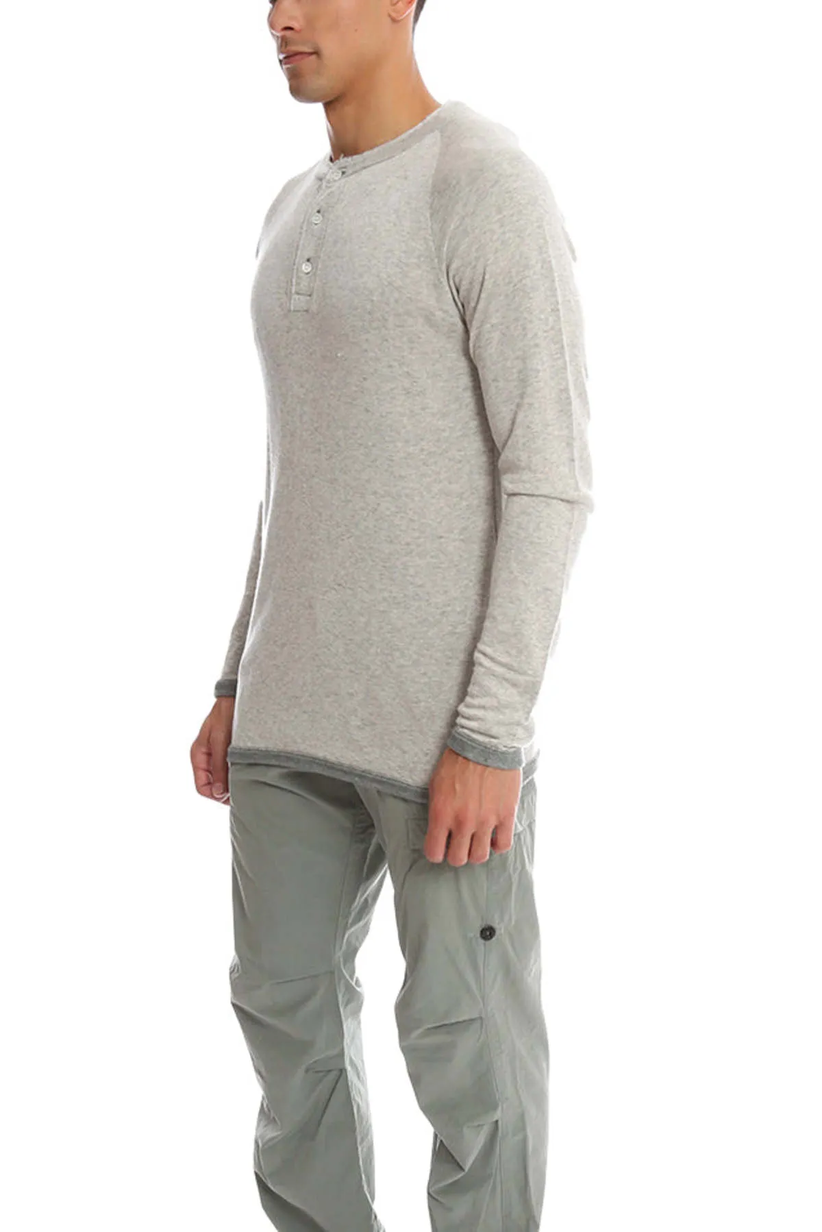 Gauze Fleece Henley LS - Light Charcoal