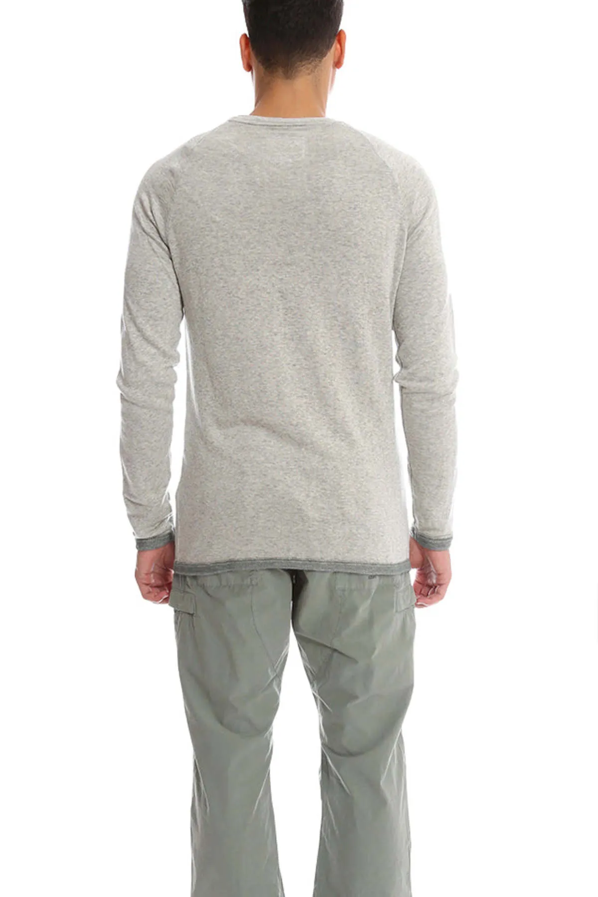 Gauze Fleece Henley LS - Light Charcoal