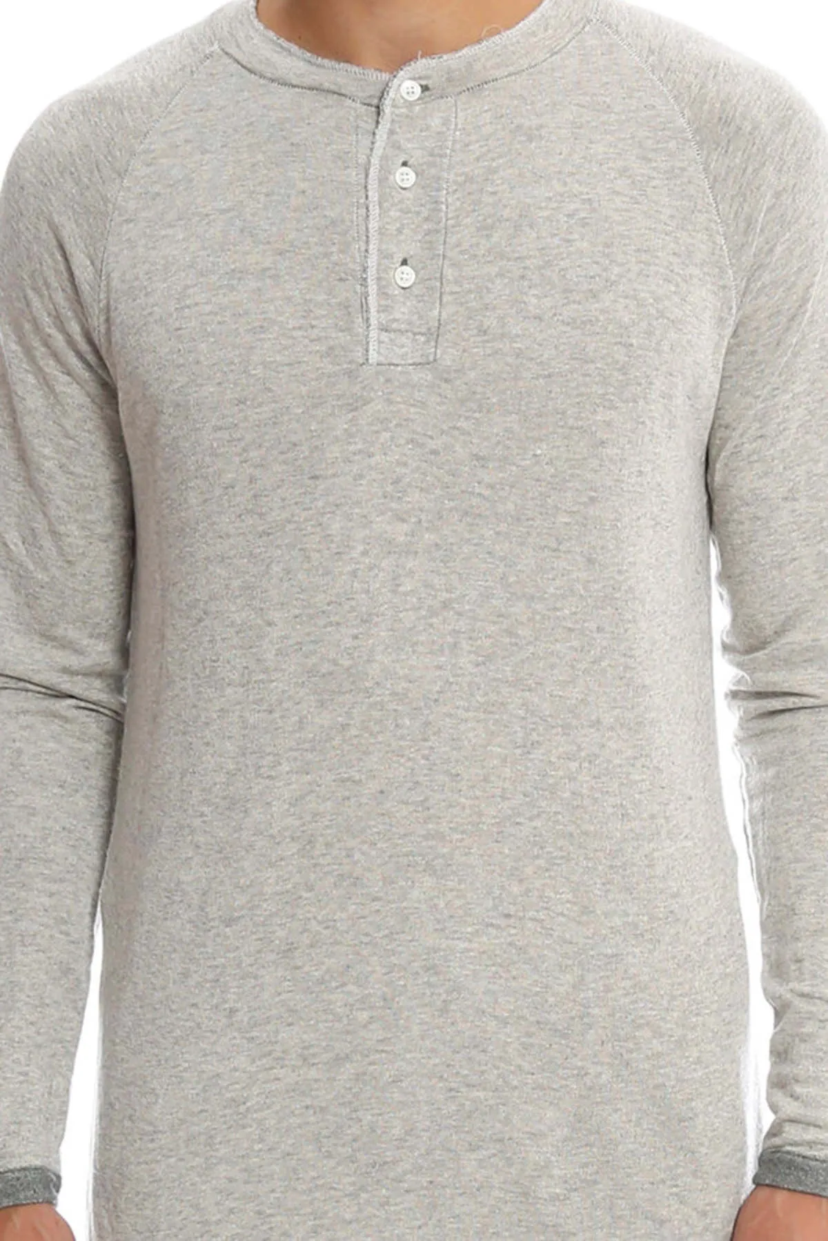 Gauze Fleece Henley LS - Light Charcoal