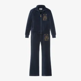 Girls Blue Velour Teddy Bear Tracksuit