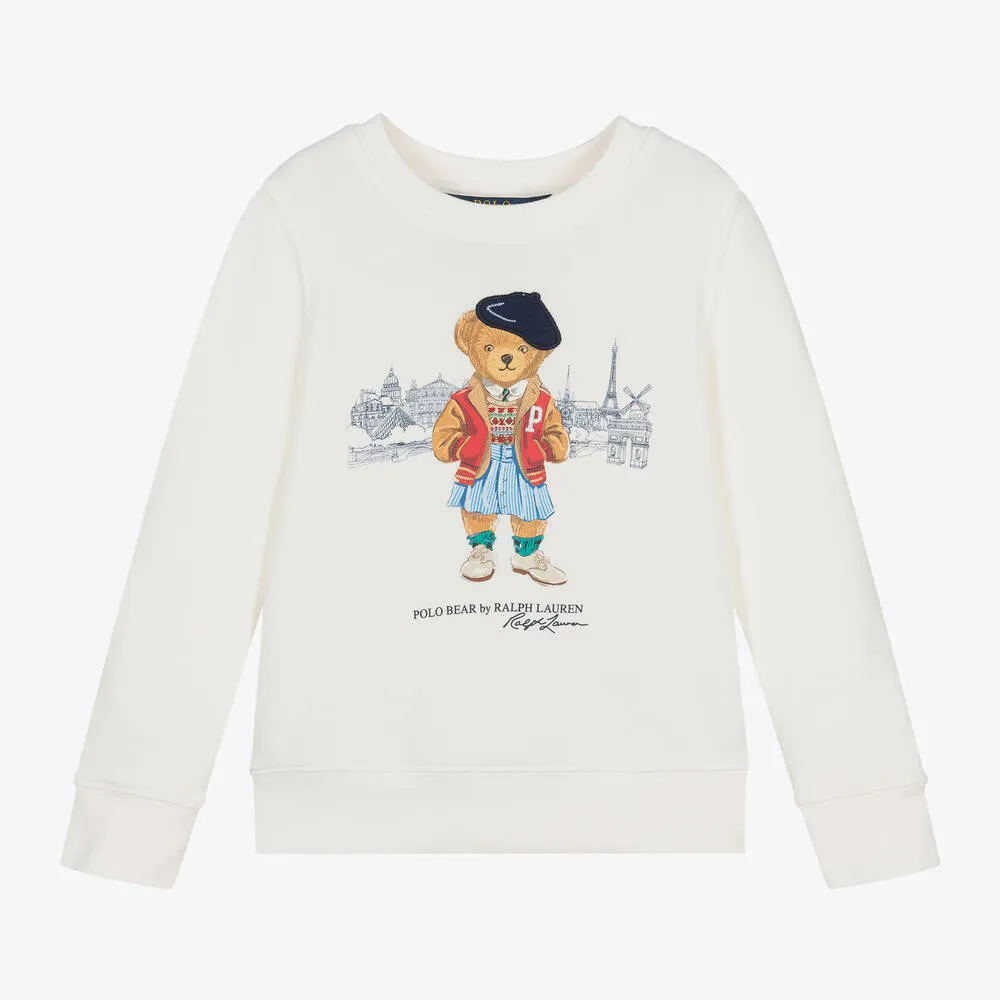 Girls Ivory Parisian Polo Bear Sweatshirt