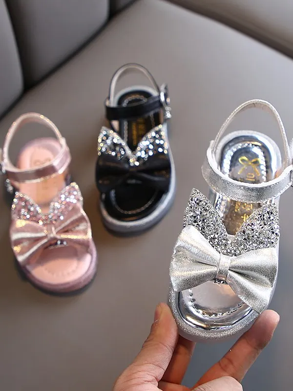 Girls Sparkly Bows Sandals By Liv and Mia