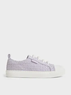 Girls' Tweed Pearl-Embellished Sneakers - Lilac