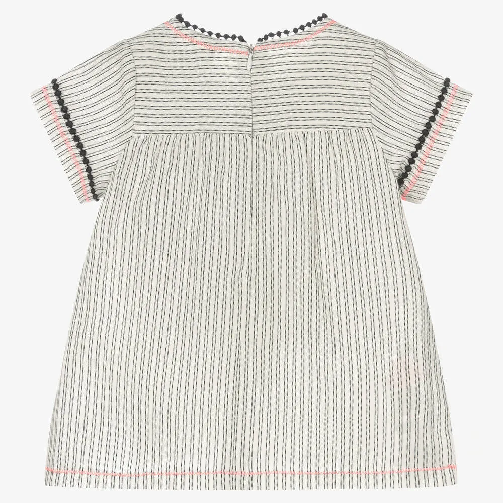 Girls White & Black Stripe Tunic Dress