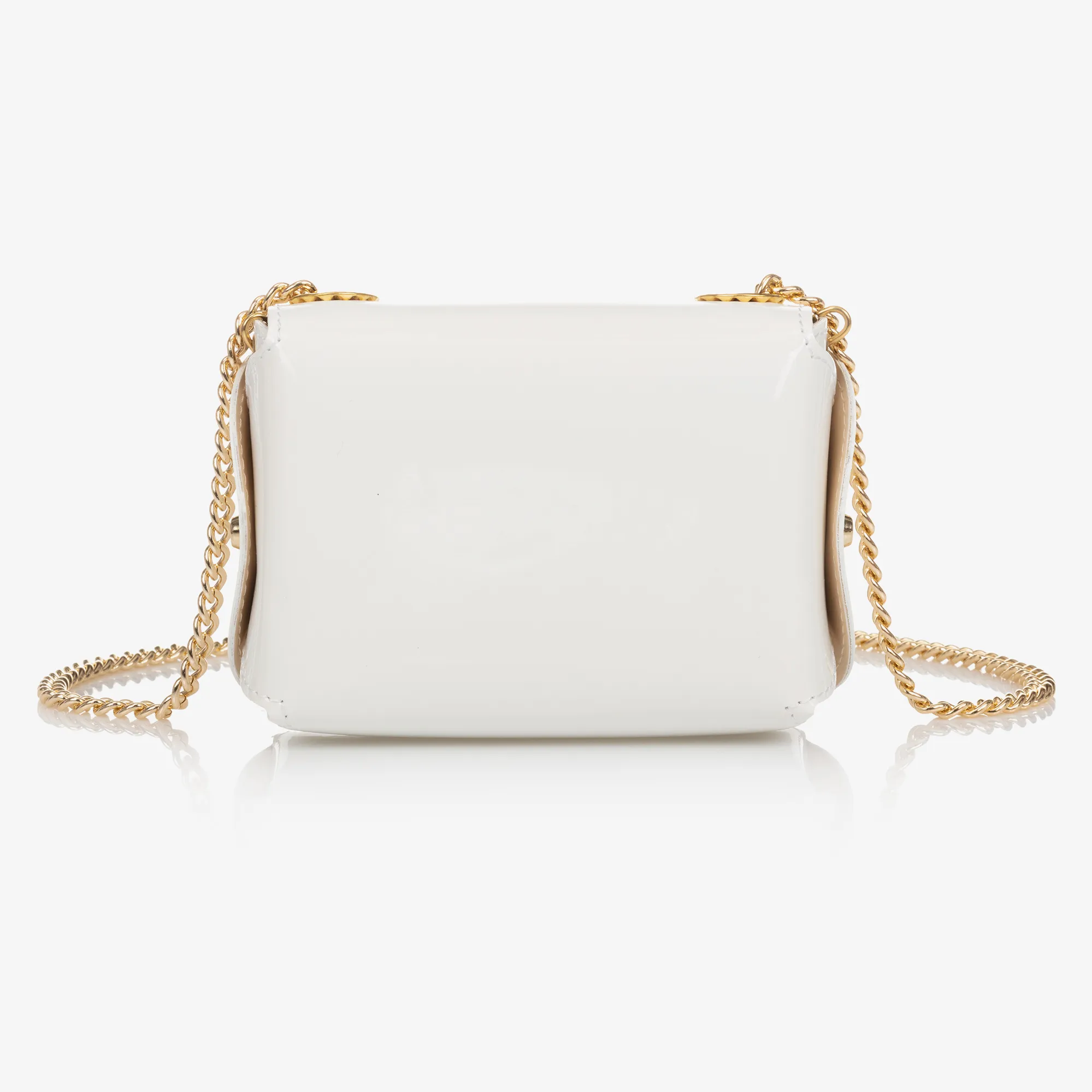 Girls White Patent Leather Bag (12cm)