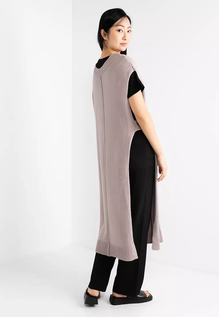 GLOBAL WORK V Neck Long Vest