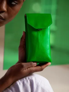 Green Leather Phone Bag for Women - Eva Neon Green | PAUL MARIUS