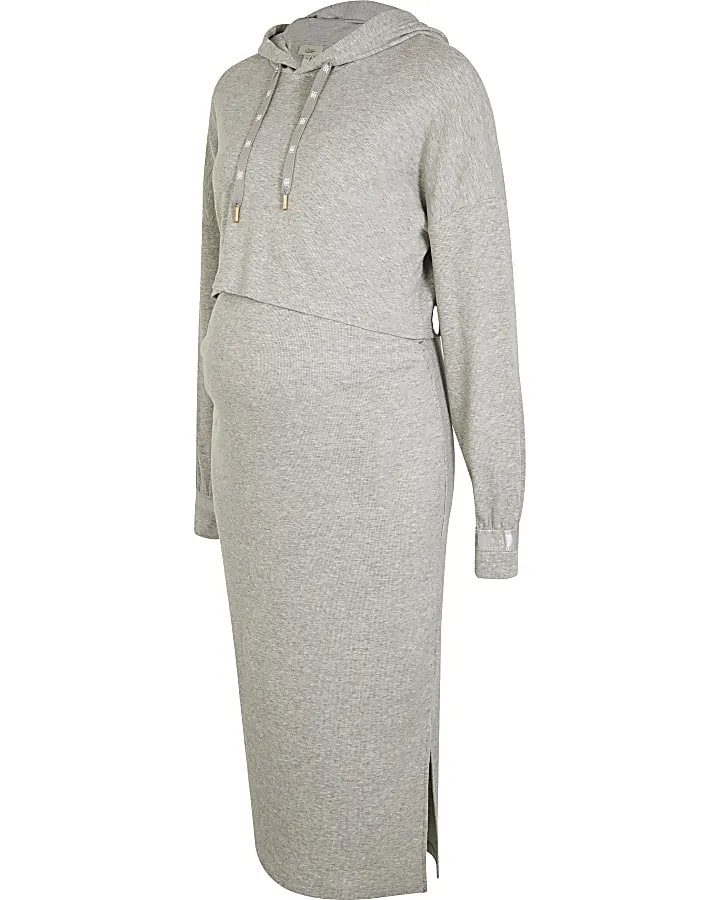 Grey maternity dress and jumper set