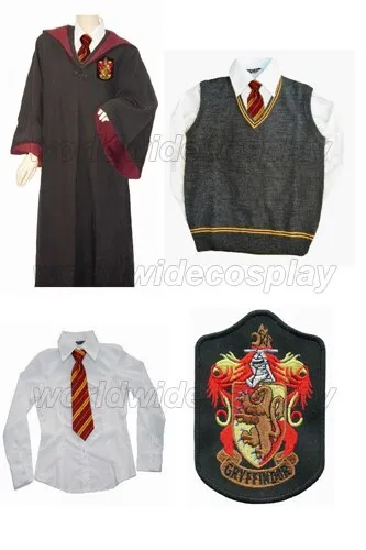 Gryffindor Cosplay Robe Cloak Vest Shirt Necktie from Harry Free Shipping for Halloween and Christmas